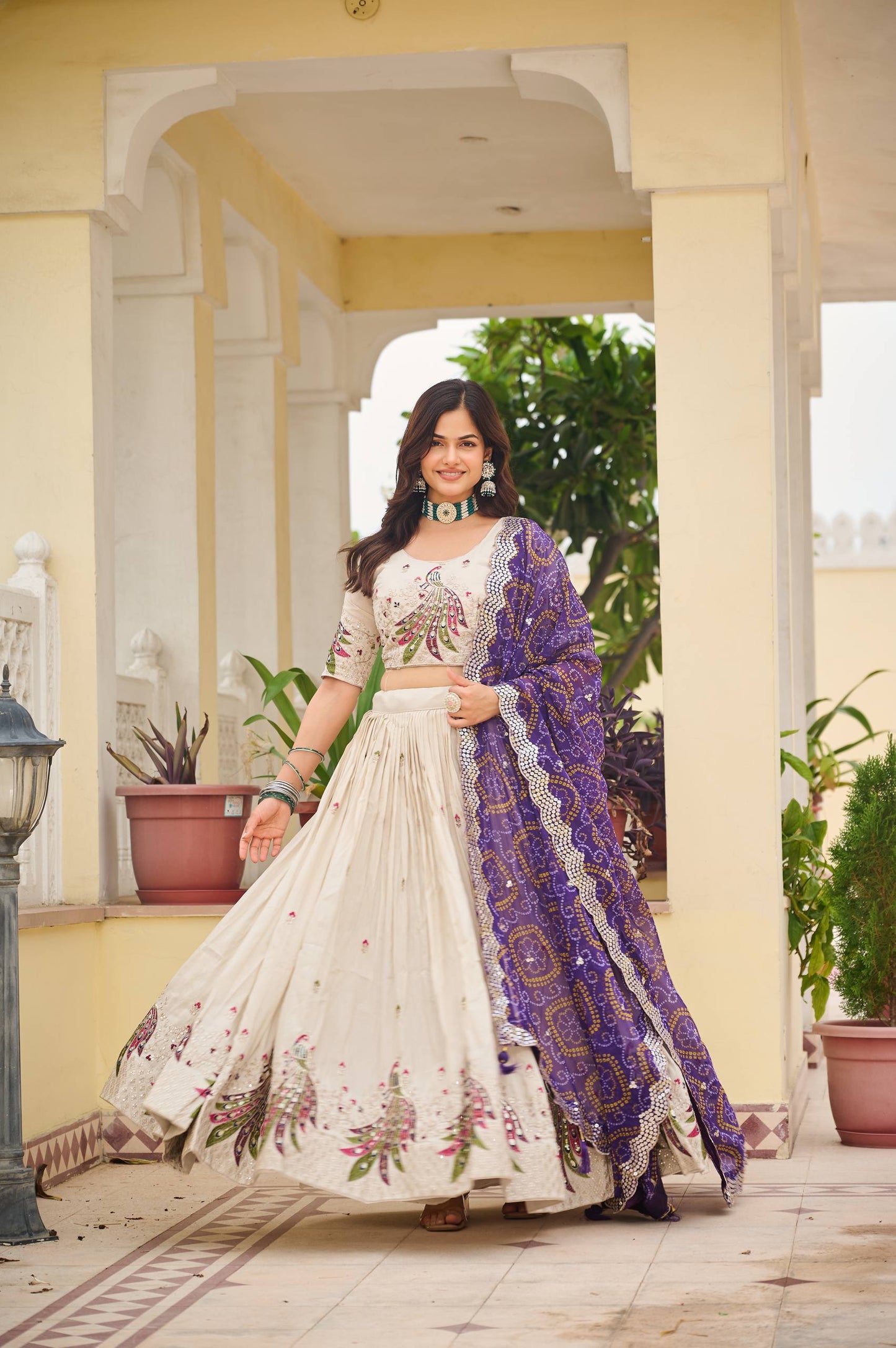 Pari Peacock Pride Choli Set with Pretty Bandhani Dupatta