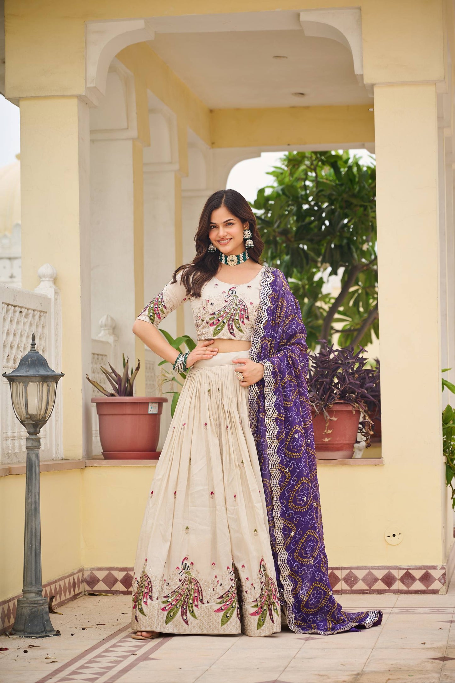 Pari Peacock Pride Choli Set with Pretty Bandhani Dupatta