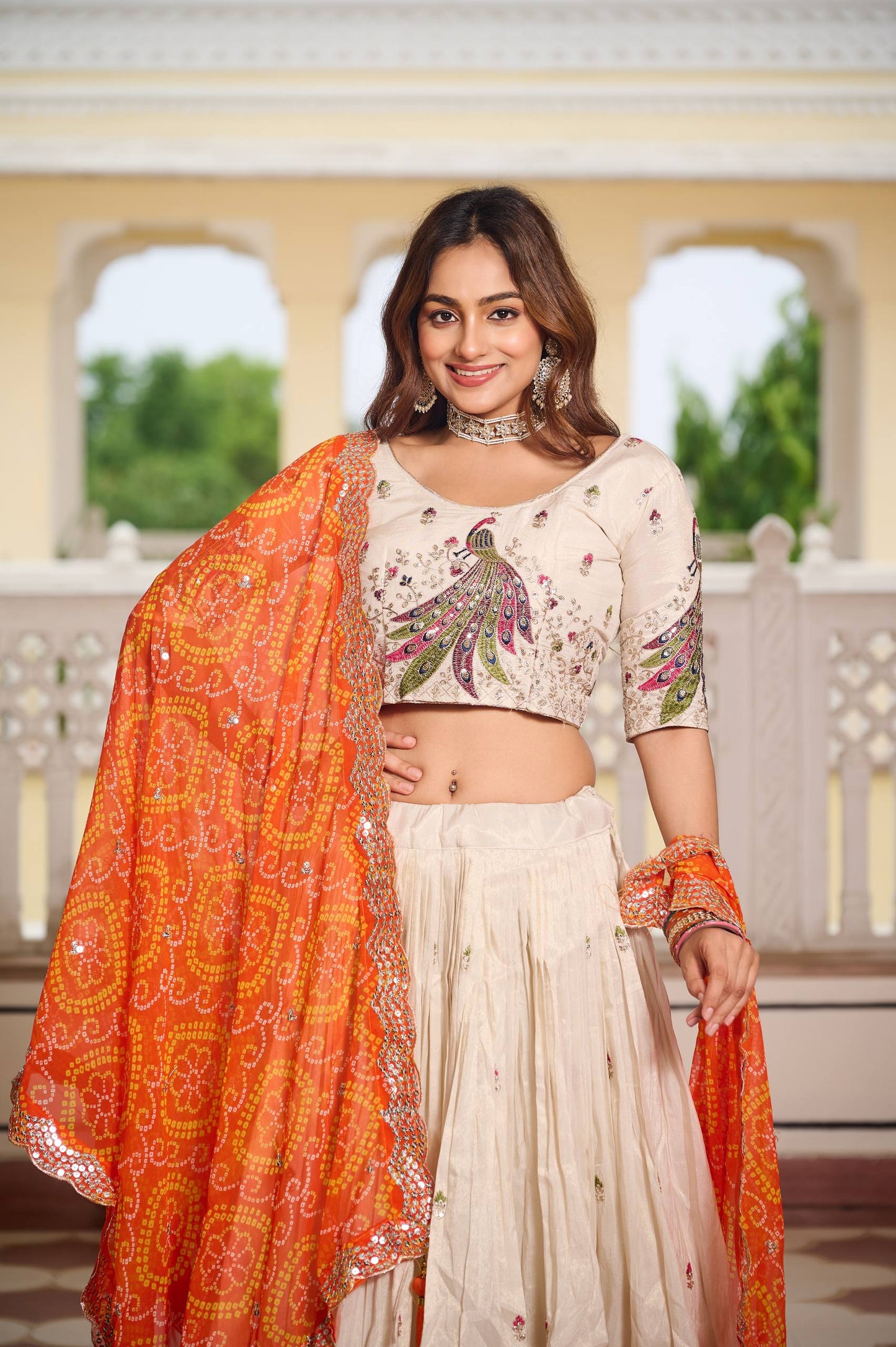 Pari Peacock Pride Choli Set with Pretty Bandhani Dupatta