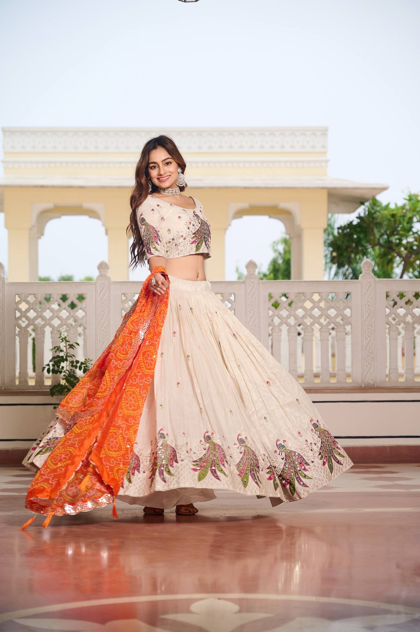 Pari Peacock Pride Choli Set with Pretty Bandhani Dupatta