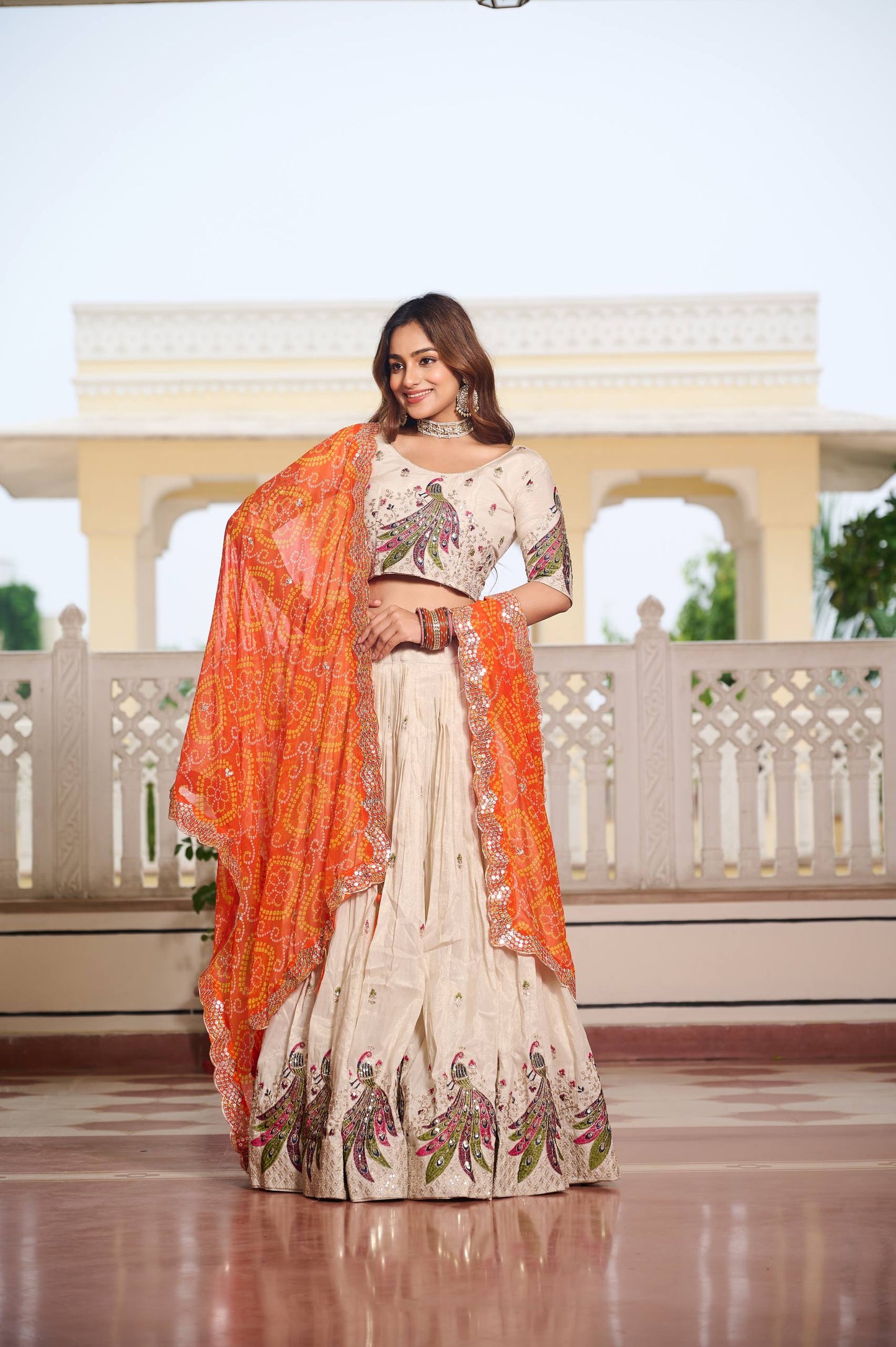 Pari Peacock Pride Choli Set with Pretty Bandhani Dupatta
