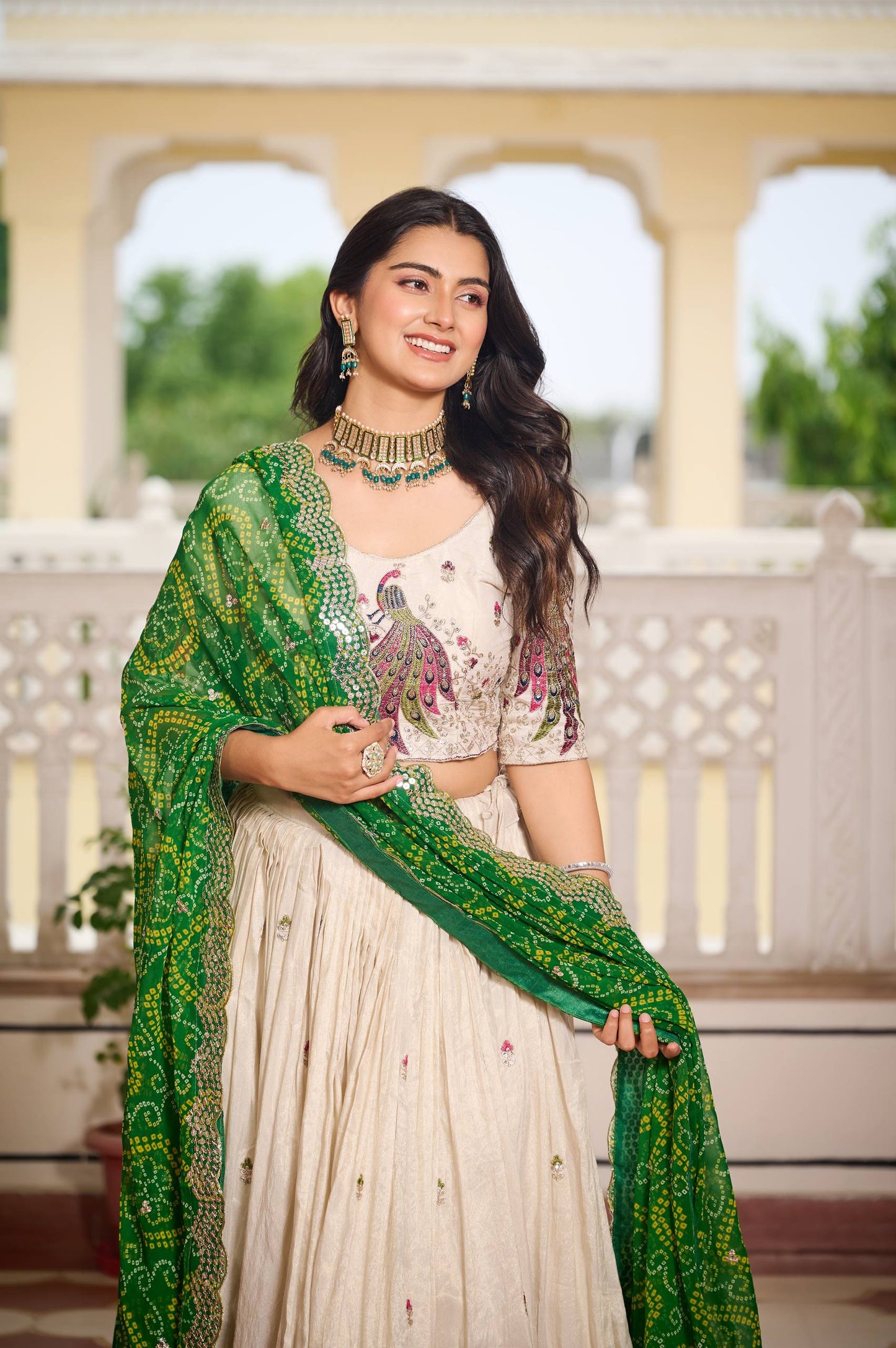Pari Peacock Pride Choli Set with Pretty Bandhani Dupatta