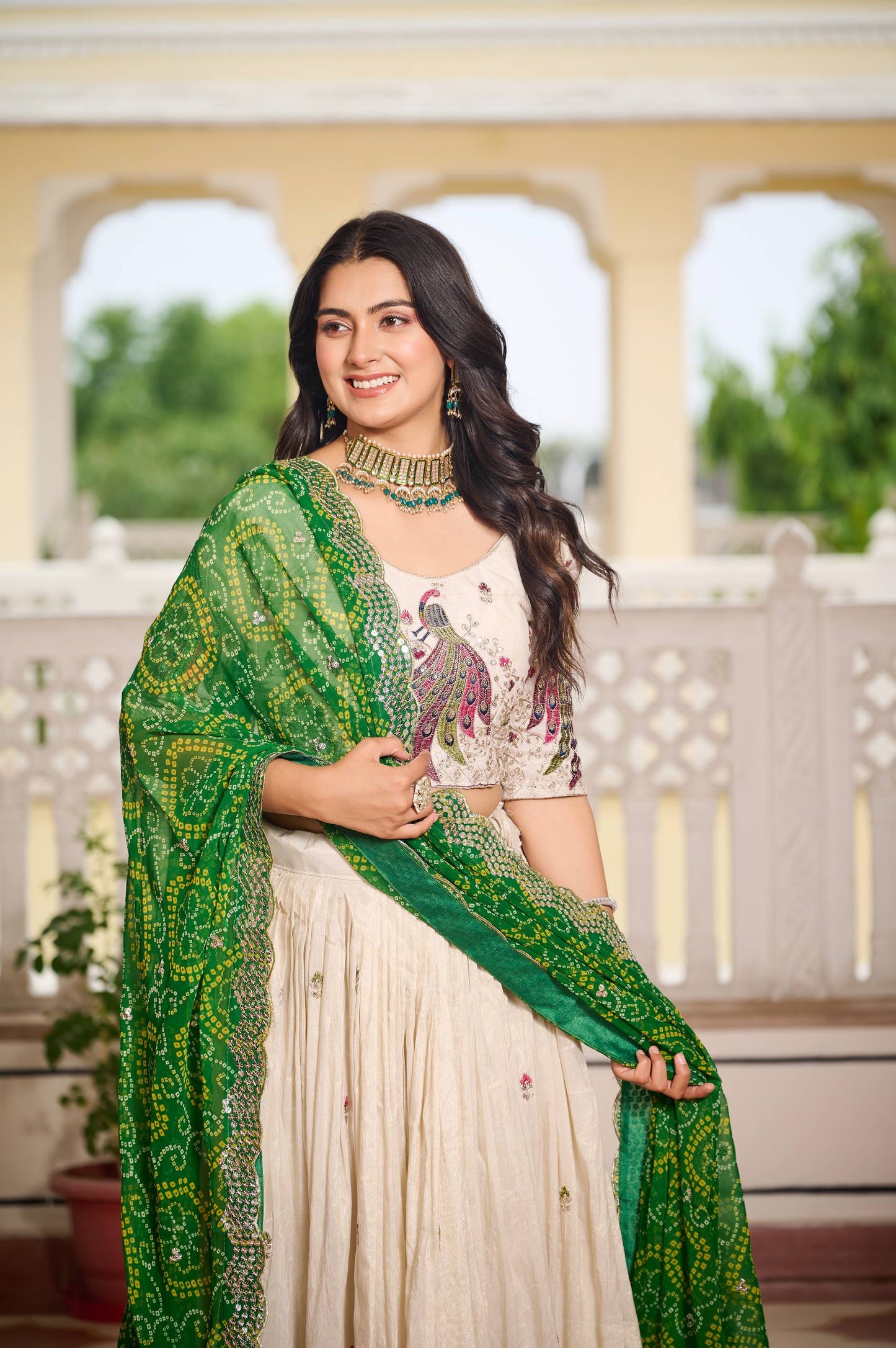Pari Peacock Pride Choli Set with Pretty Bandhani Dupatta
