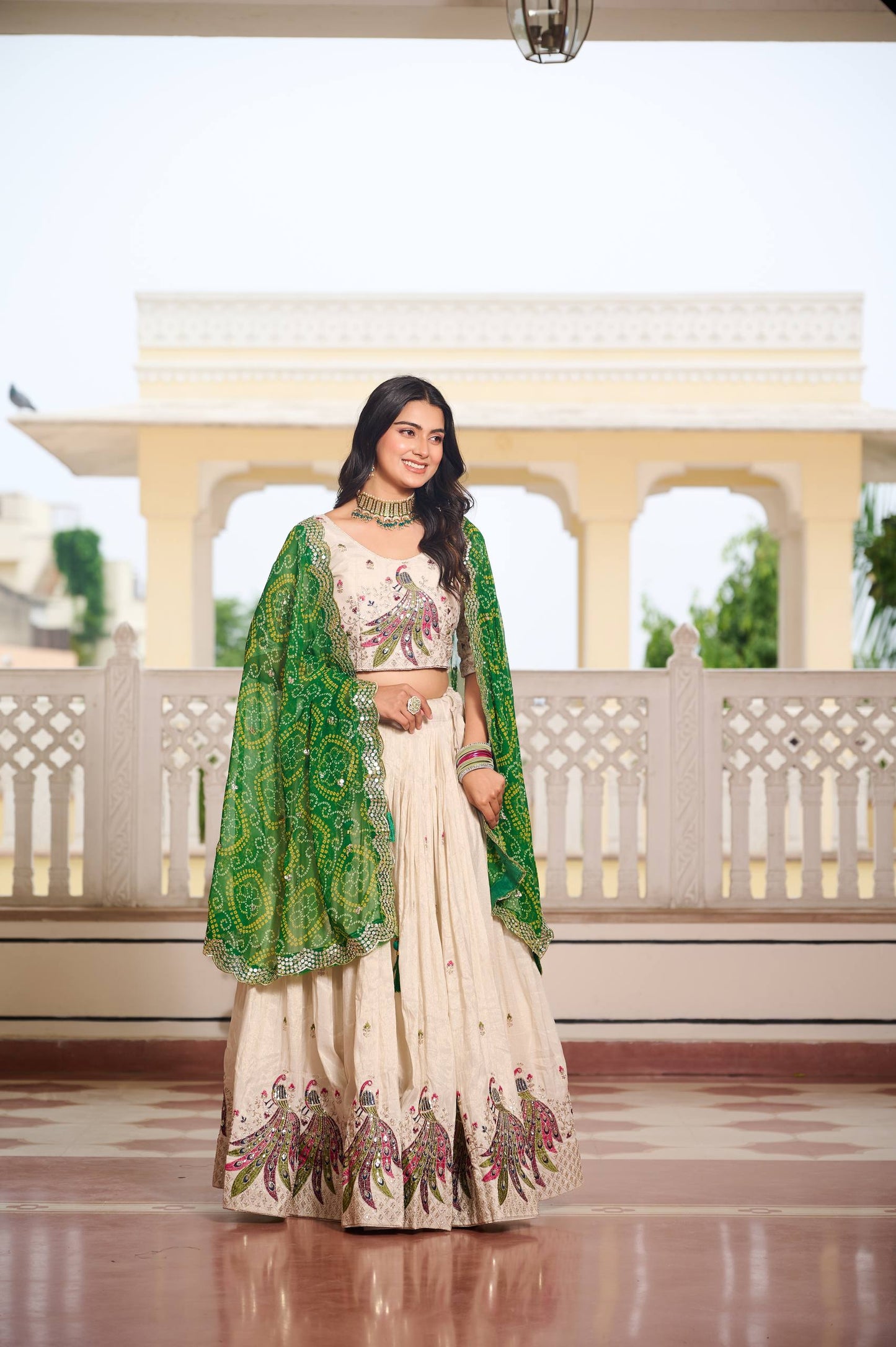 Pari Peacock Pride Choli Set with Pretty Bandhani Dupatta