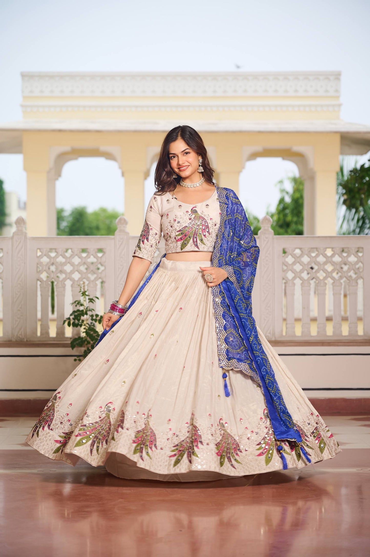 Pari Peacock Pride Choli Set with Pretty Bandhani Dupatta