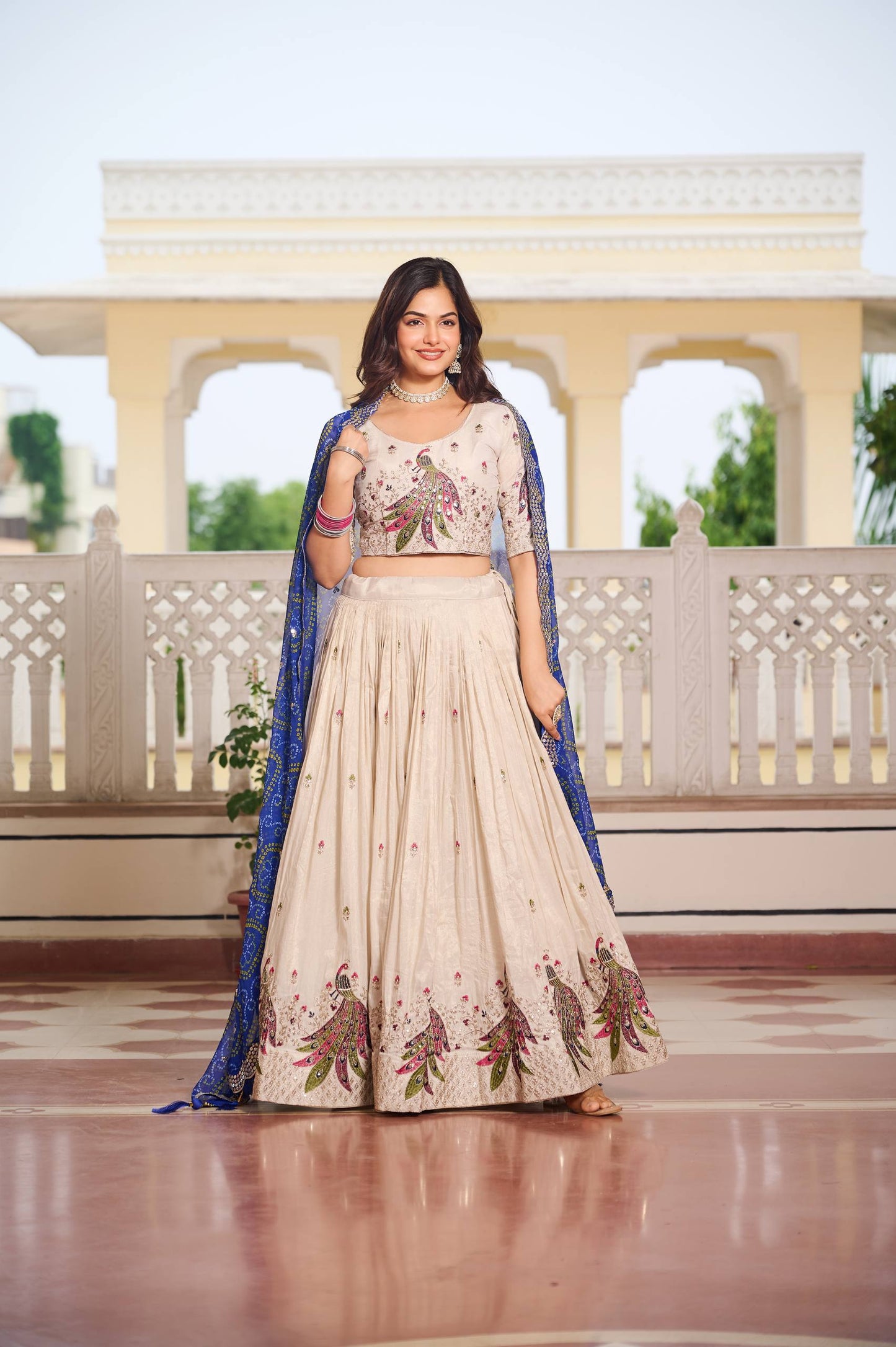 Pari Peacock Pride Choli Set with Pretty Bandhani Dupatta