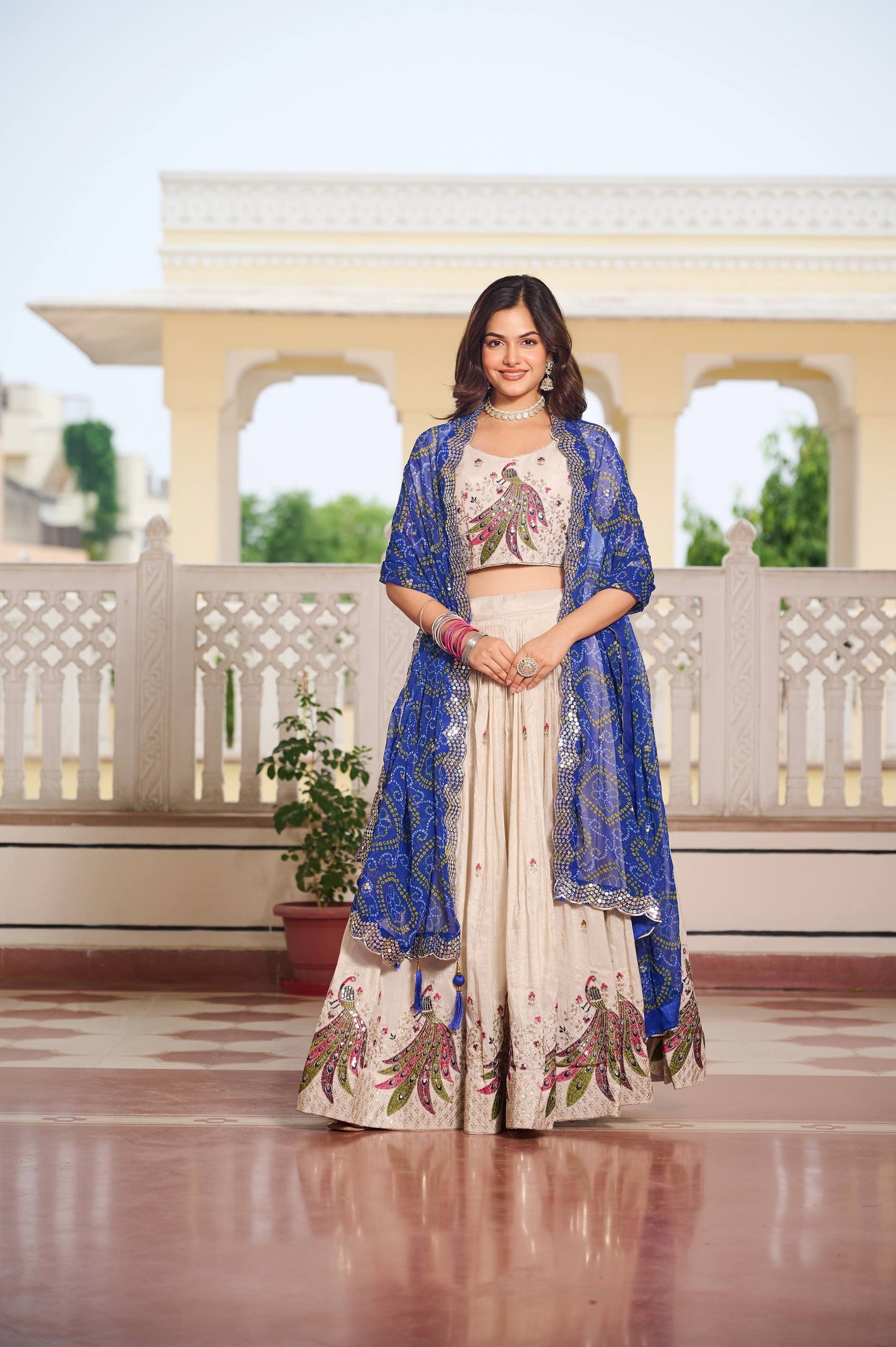Pari Peacock Pride Choli Set with Pretty Bandhani Dupatta
