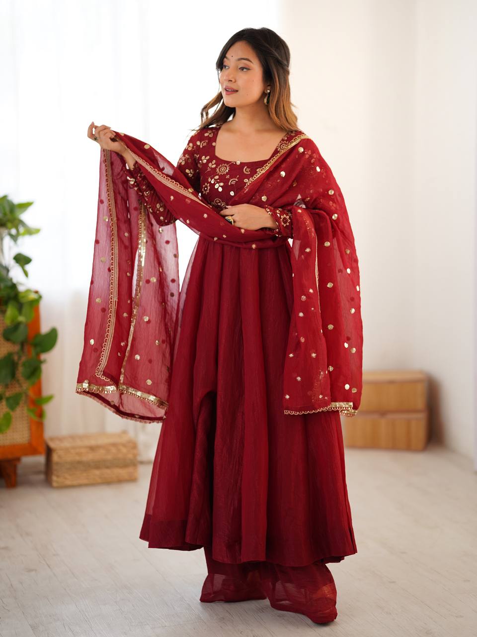 Maroon Magic A Regal Affair Anarkali Set
