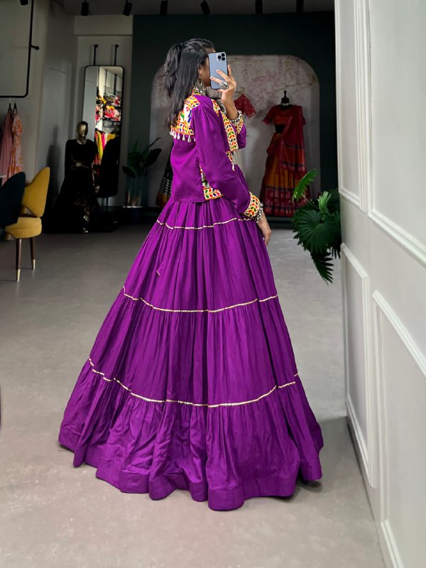 Jhamkudi Raas Mirror Embellished With Gota Patti Lehenga Set