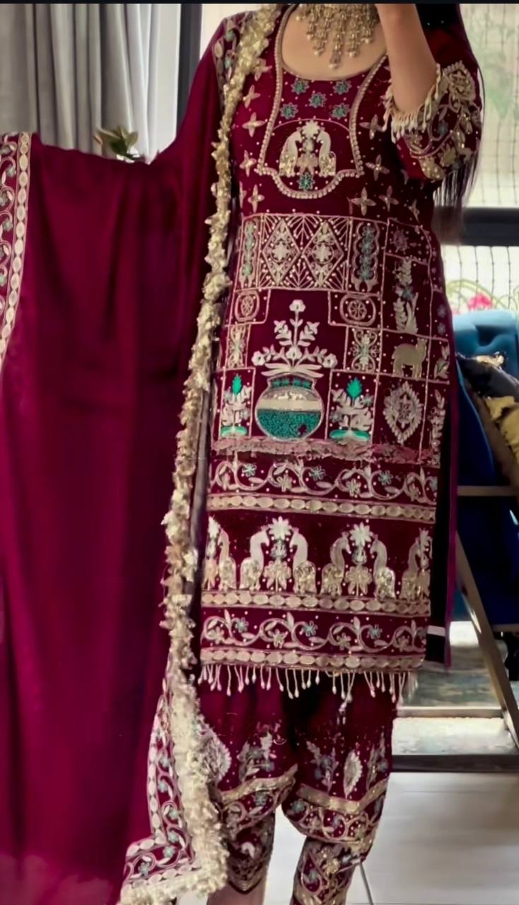 Zarisha in Royal Maroon Majesty Dhoti Sut