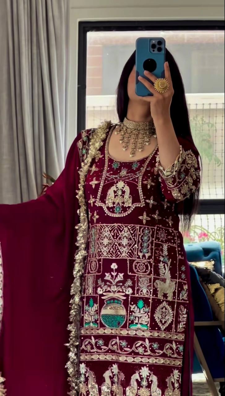 Zarisha in Royal Maroon Majesty Dhoti Sut
