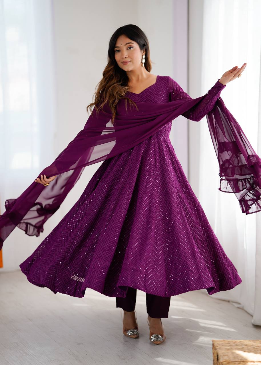 Vani Sequin Flared Sequin Anarkali Set