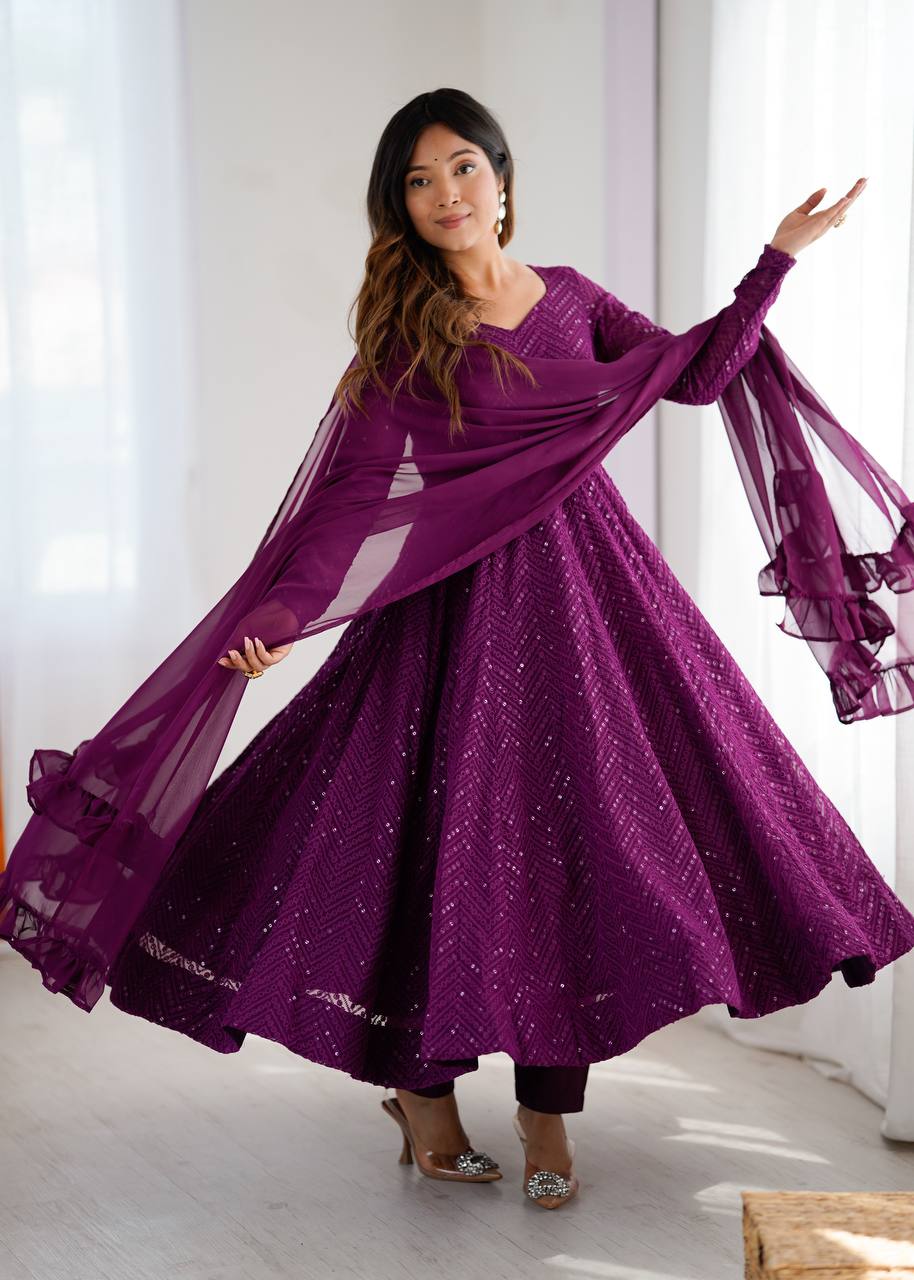 Vani Sequin Flared Sequin Anarkali Set