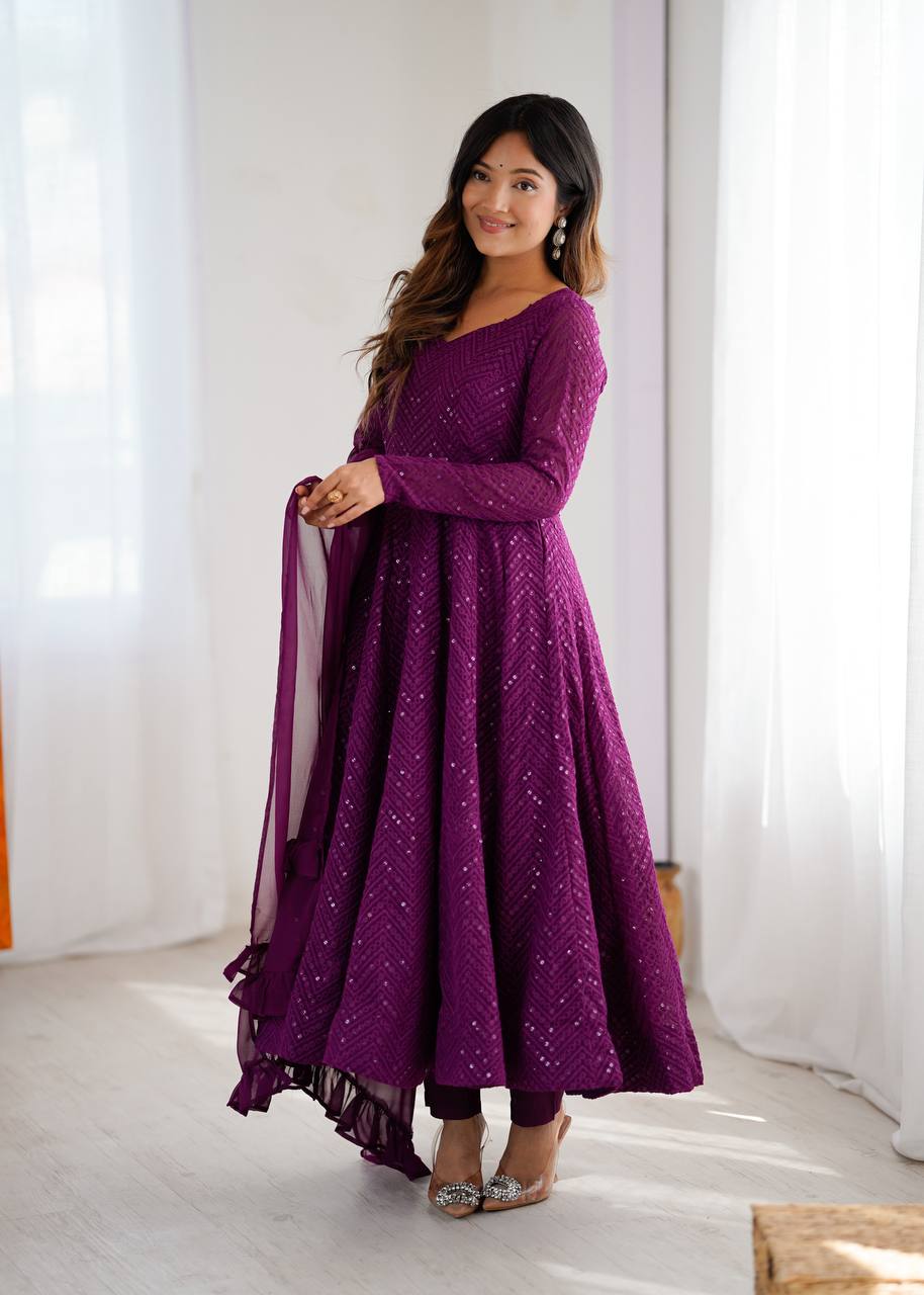 Vani Sequin Flared Sequin Anarkali Set