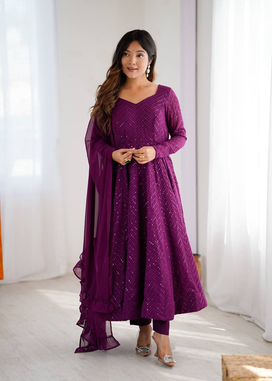 Vani Sequin Flared Sequin Anarkali Set