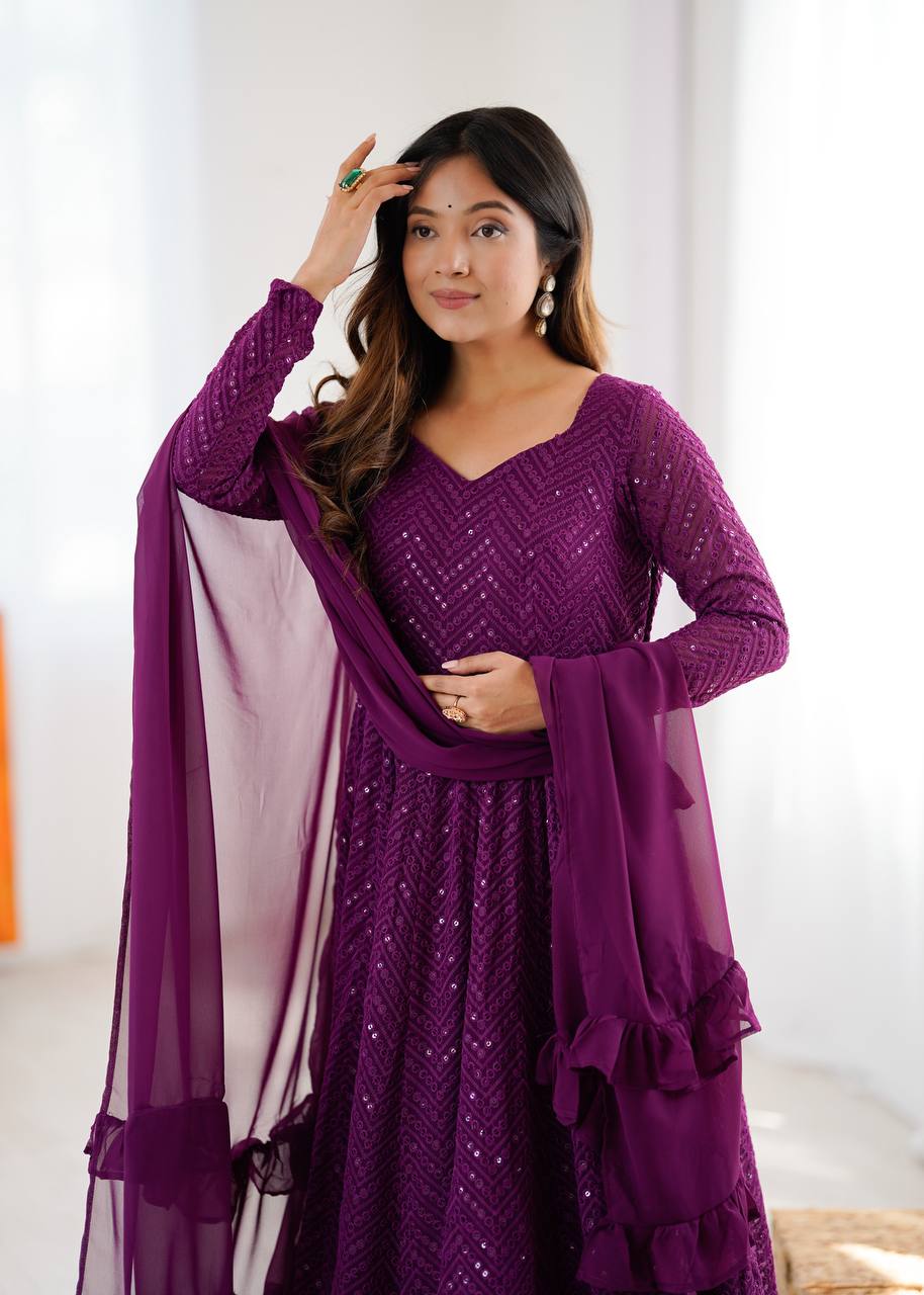 Vani Sequin Flared Sequin Anarkali Set