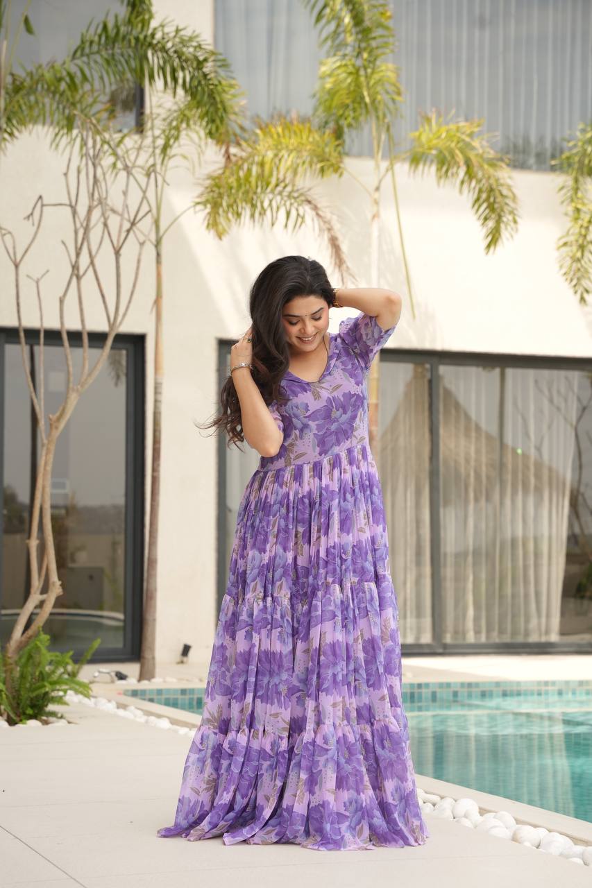 Coastal Charm Georgette Fully Flair Gown