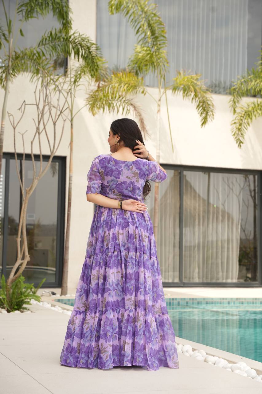 Coastal Charm Georgette Fully Flair Gown