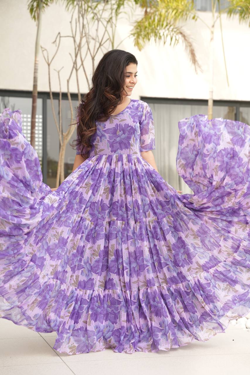 Coastal Charm Georgette Fully Flair Gown