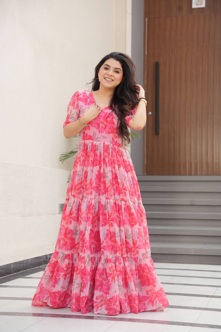 Coastal Charm Georgette Fully Flair Gown