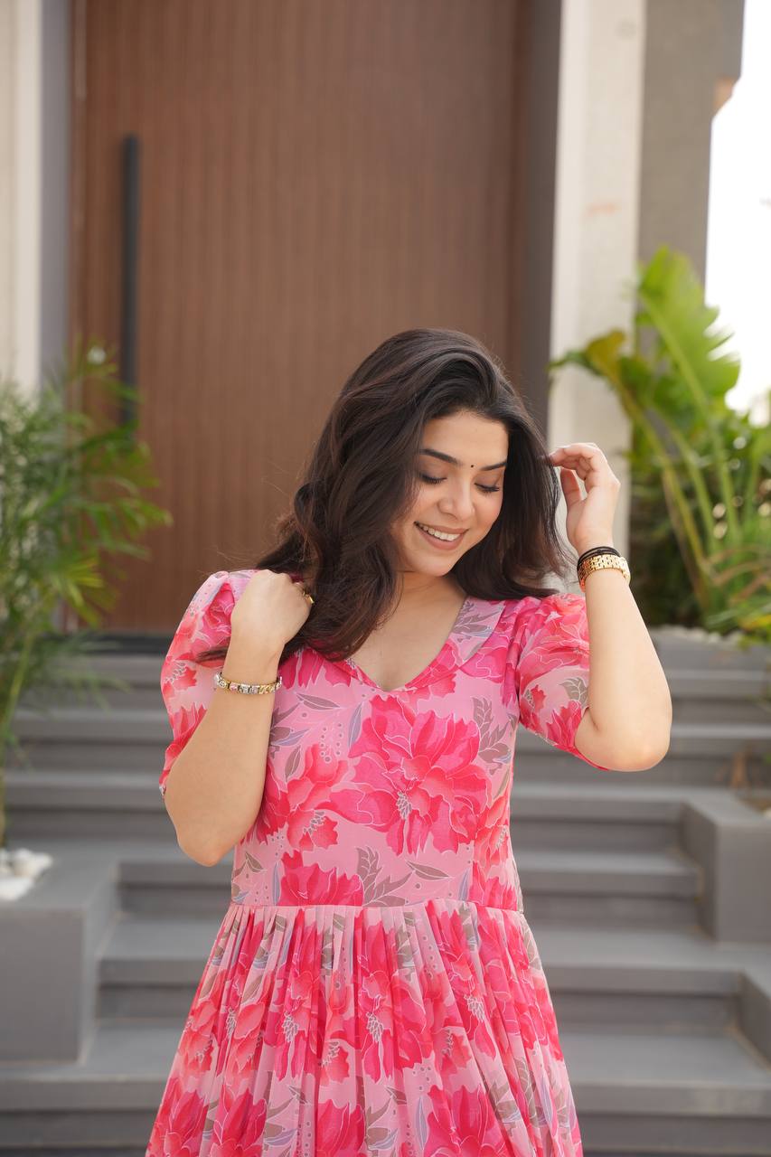 Coastal Charm Georgette Fully Flair Gown