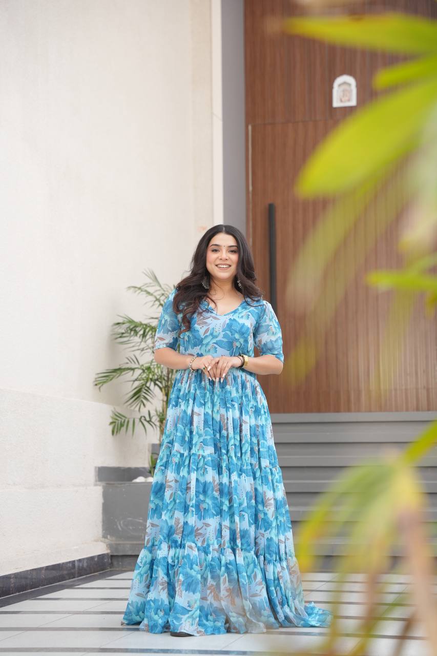 Coastal Charm Georgette Fully Flair Gown