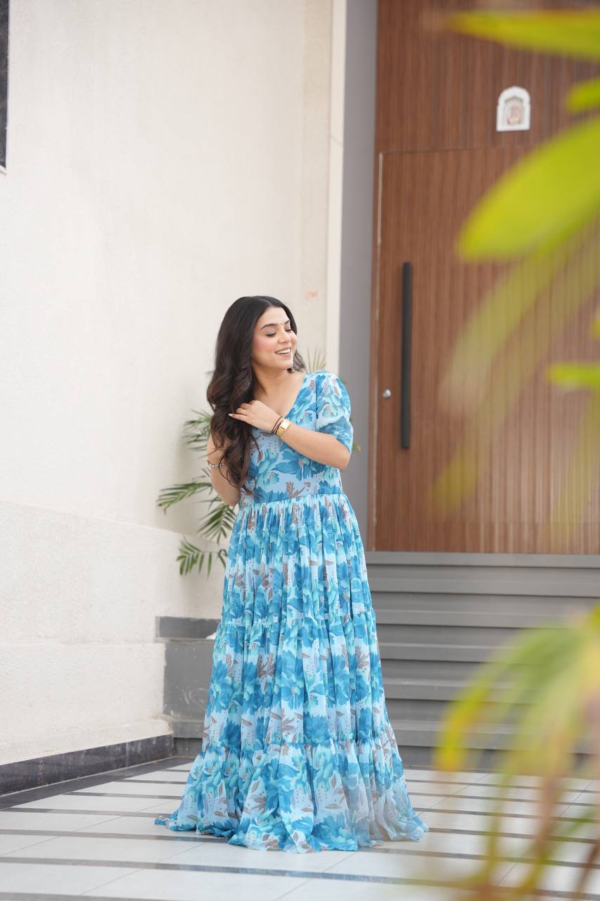 Coastal Charm Georgette Fully Flair Gown