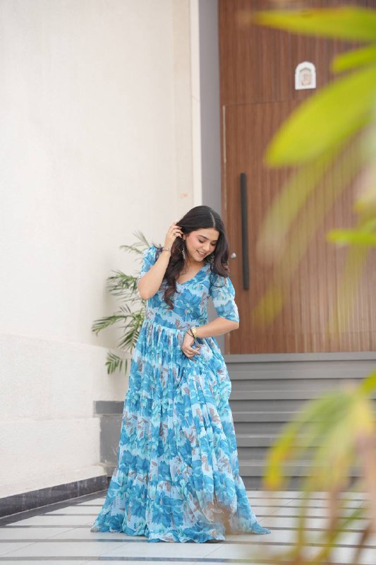 Coastal Charm Georgette Fully Flair Gown