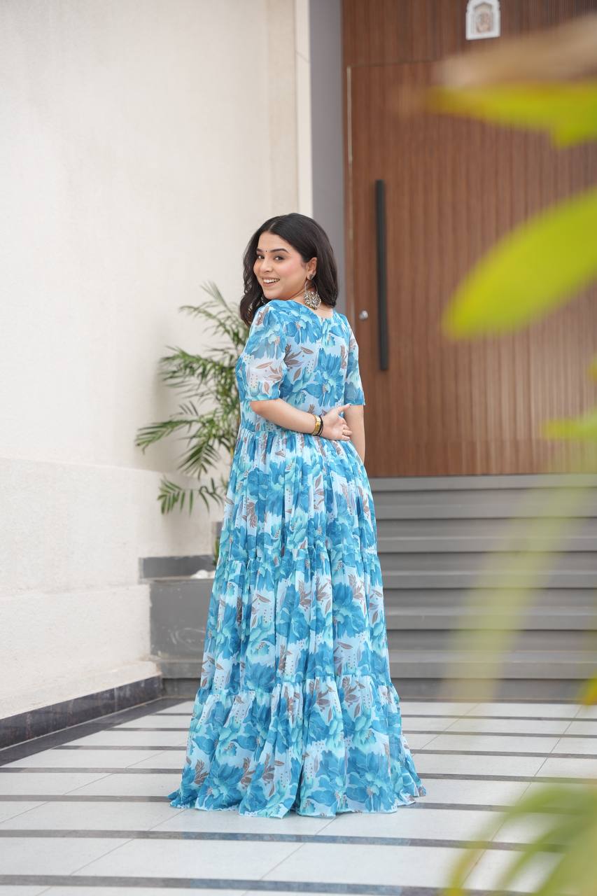 Coastal Charm Georgette Fully Flair Gown