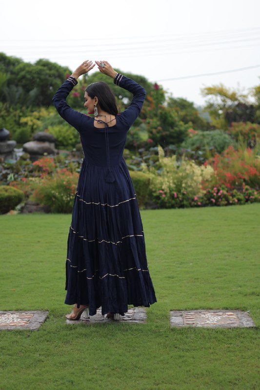 Vivid Vaani Navy & Wine Flare Navratri Gown