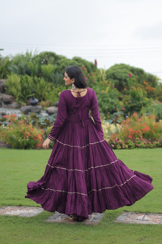 Vivid Vaani Navy & Wine Flare Navratri Gown