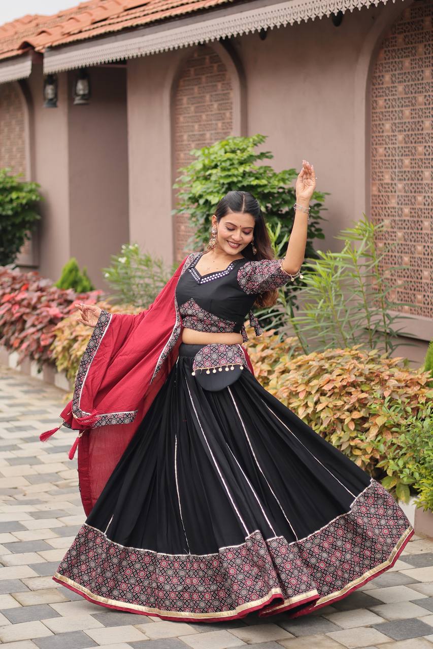 Aarvika's Midnight Raas – Black & Red Navratri Lehenga Set