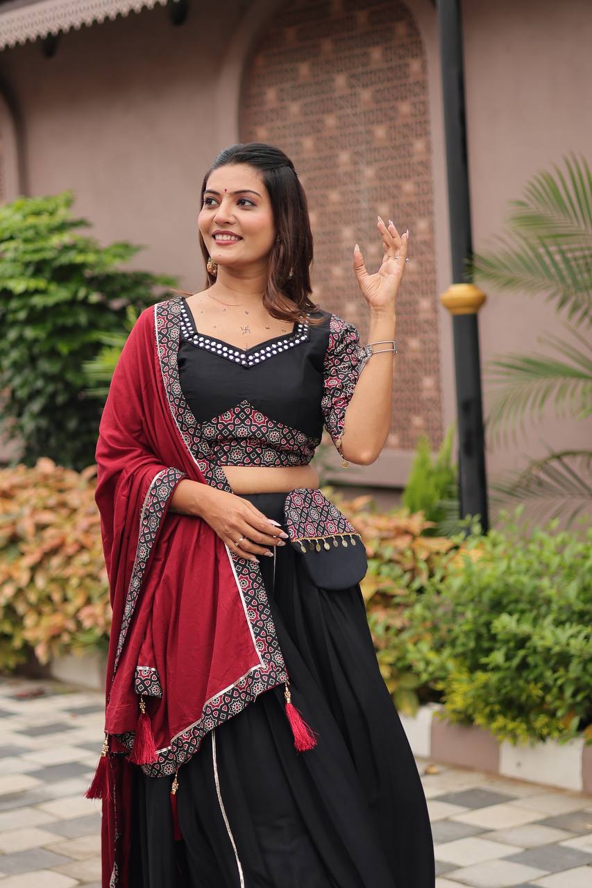 Aarvika's Midnight Raas – Black & Red Navratri Lehenga Set