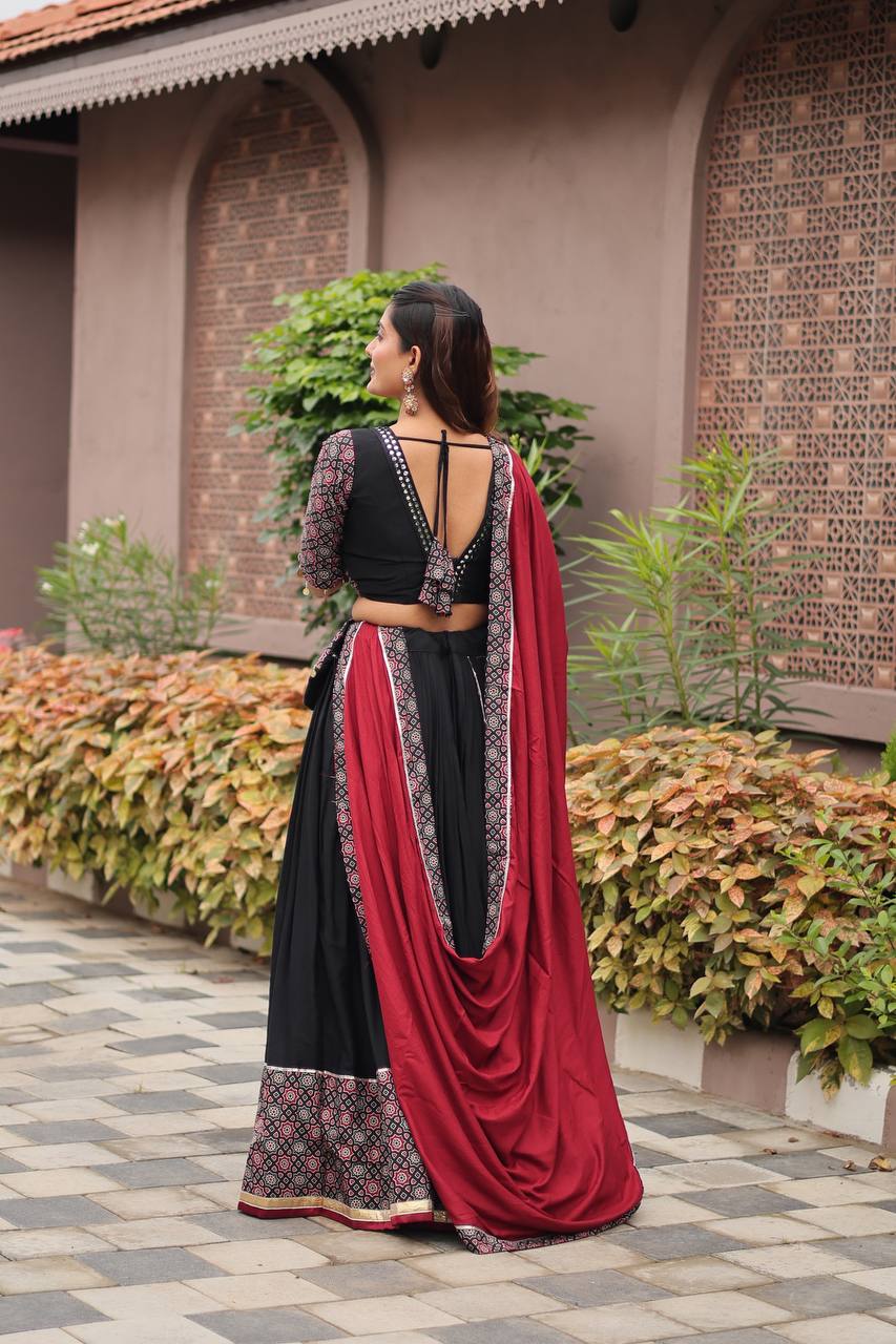 Aarvika's Midnight Raas – Black & Red Navratri Lehenga Set