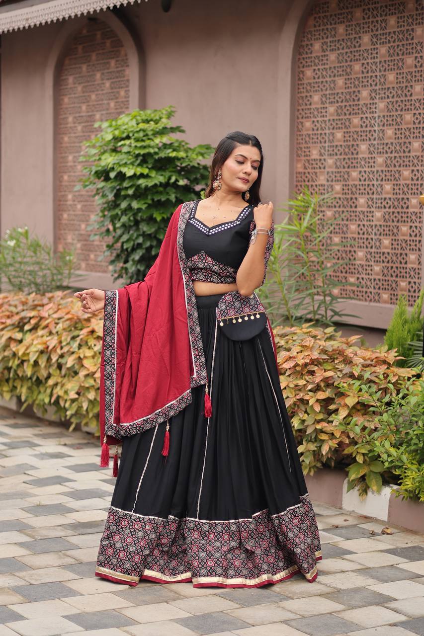 Aarvika's Midnight Raas – Black & Red Navratri Lehenga Set