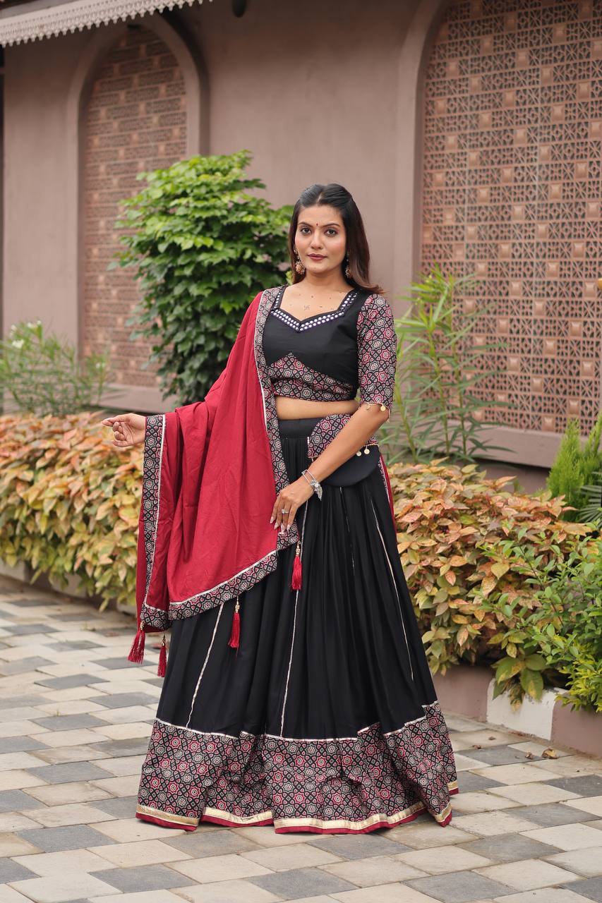 Aarvika's Midnight Raas – Black & Red Navratri Lehenga Set