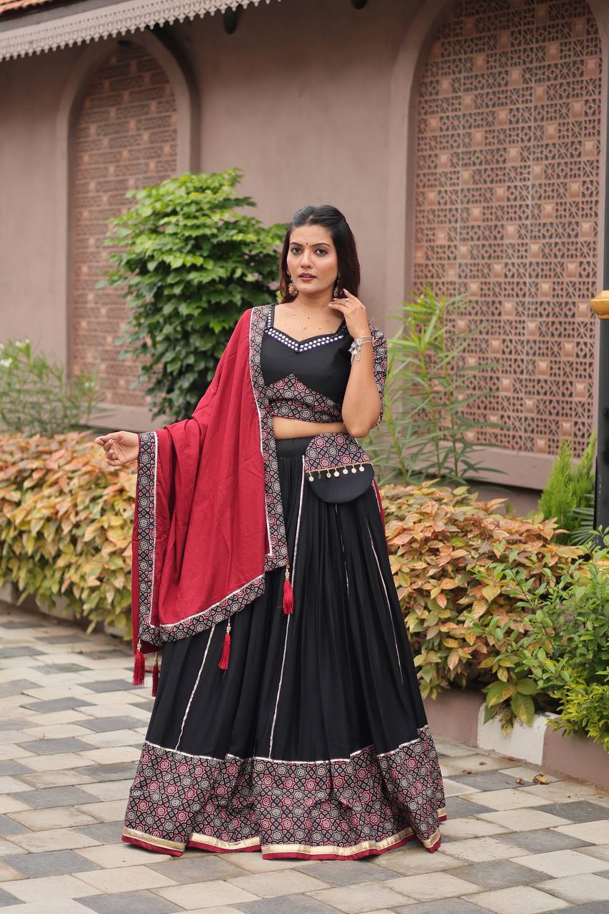 Aarvika's Midnight Raas – Black & Red Navratri Lehenga Set