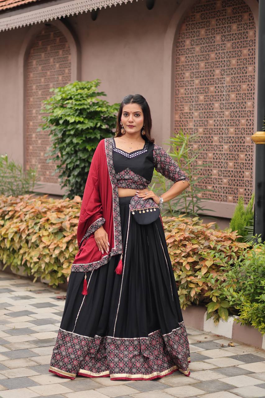 Aarvika's Midnight Raas – Black & Red Navratri Lehenga Set