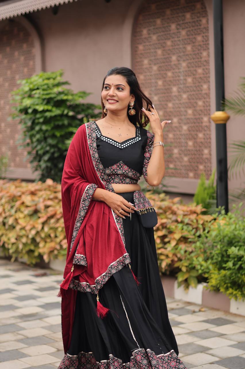 Aarvika's Midnight Raas – Black & Red Navratri Lehenga Set