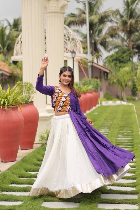 Amaira’s Divine Spin Red & Purple Navratri Lehenga Set