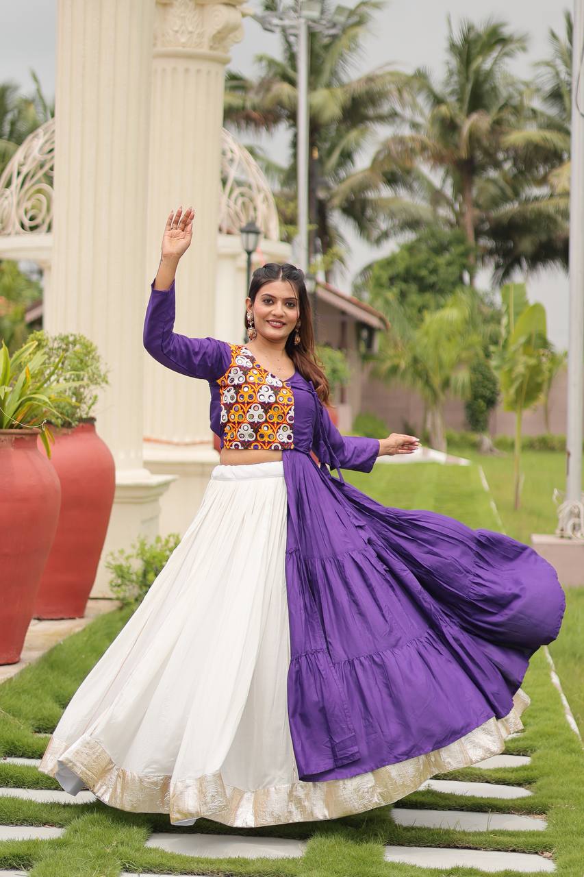 Amaira’s Divine Spin Red & Purple Navratri Lehenga Set