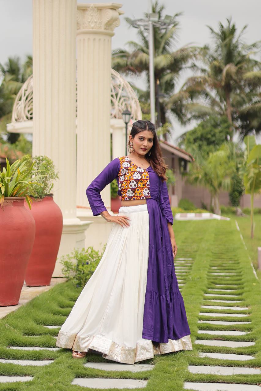 Amaira’s Divine Spin Red & Purple Navratri Lehenga Set