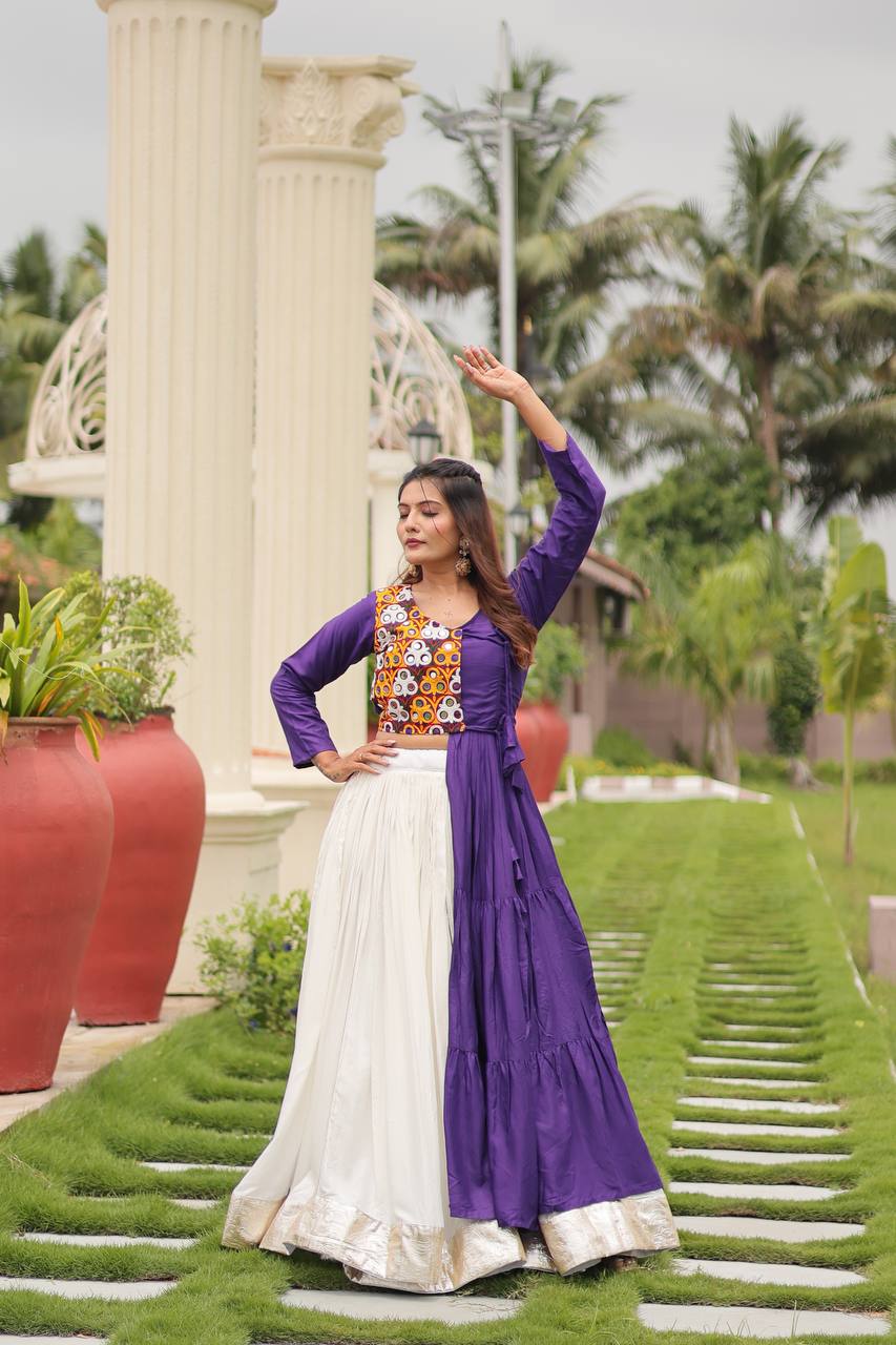 Amaira’s Divine Spin Red & Purple Navratri Lehenga Set