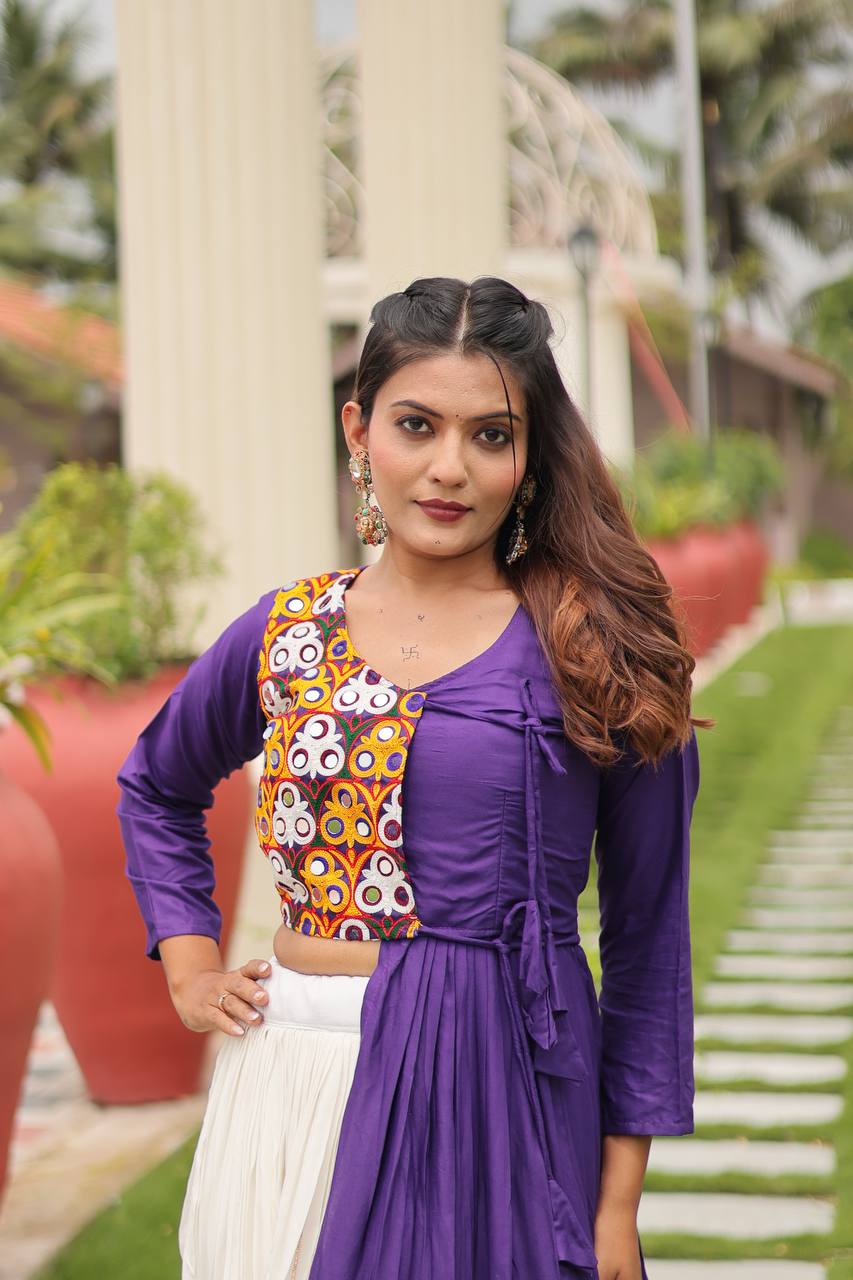 Amaira’s Divine Spin Red & Purple Navratri Lehenga Set
