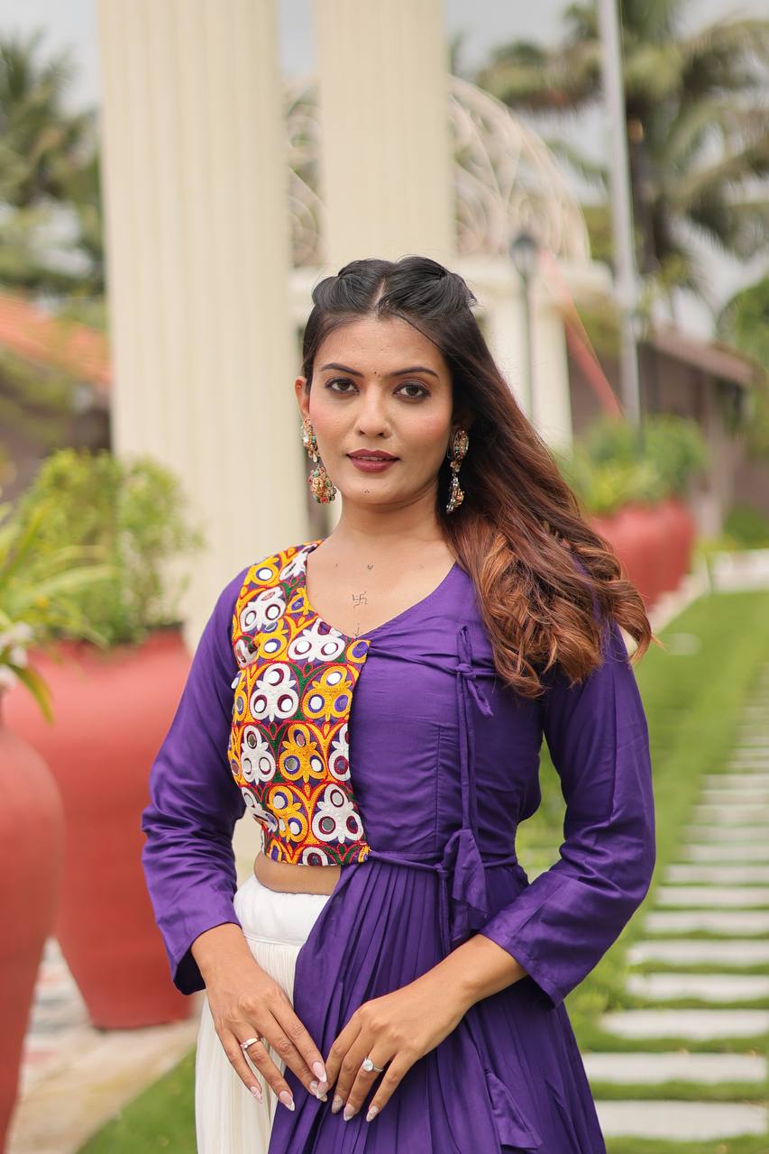 Amaira’s Divine Spin Red & Purple Navratri Lehenga Set