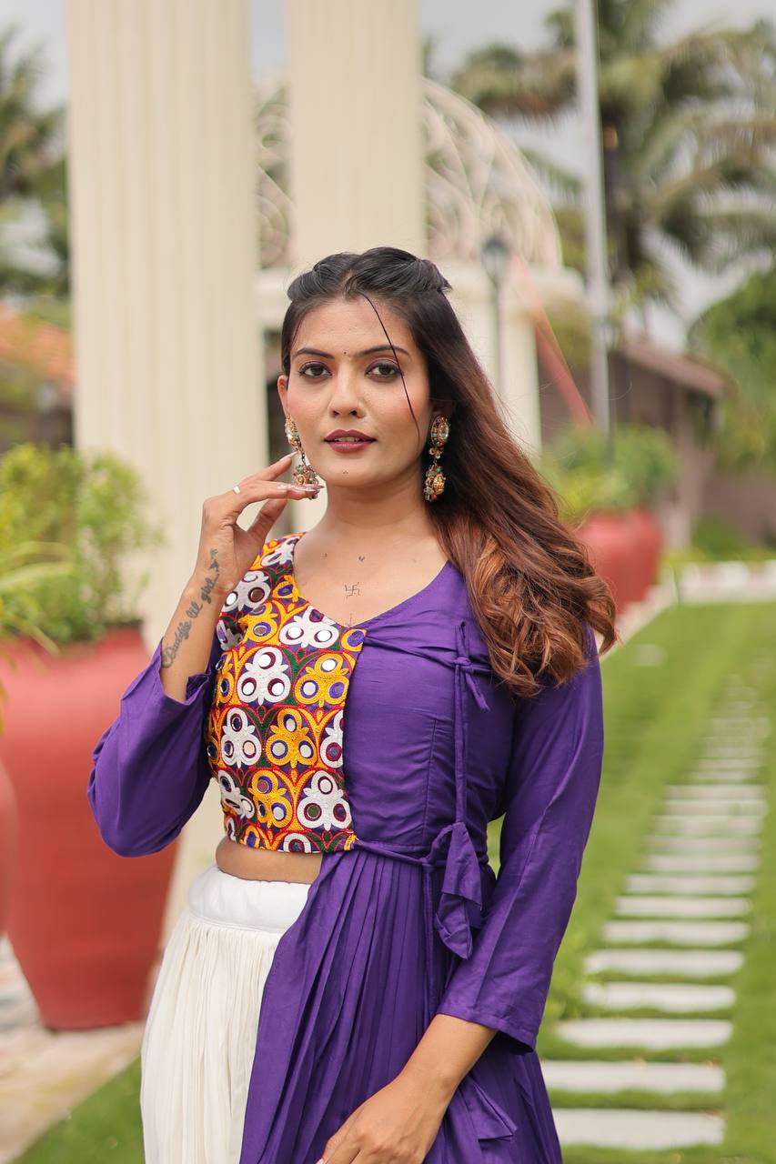 Amaira’s Divine Spin Red & Purple Navratri Lehenga Set