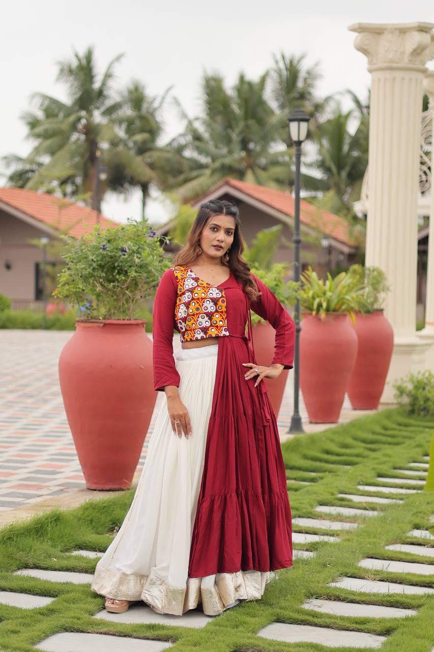 Amaira’s Divine Spin Red & Purple Navratri Lehenga Set