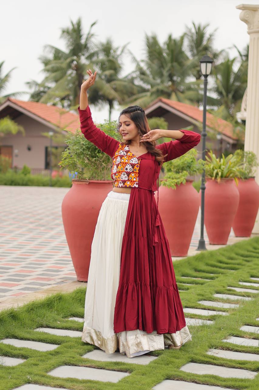 Amaira’s Divine Spin Red & Purple Navratri Lehenga Set