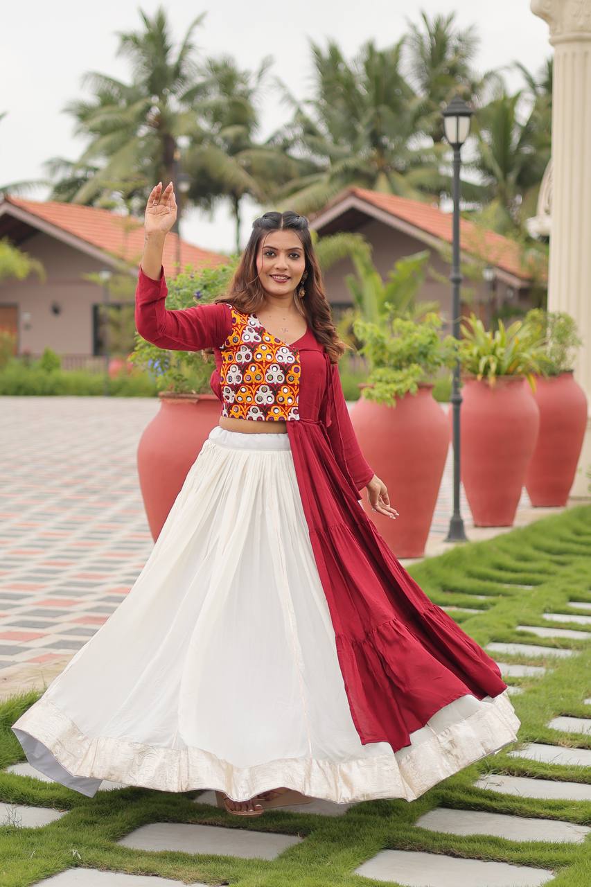 Amaira’s Divine Spin Red & Purple Navratri Lehenga Set