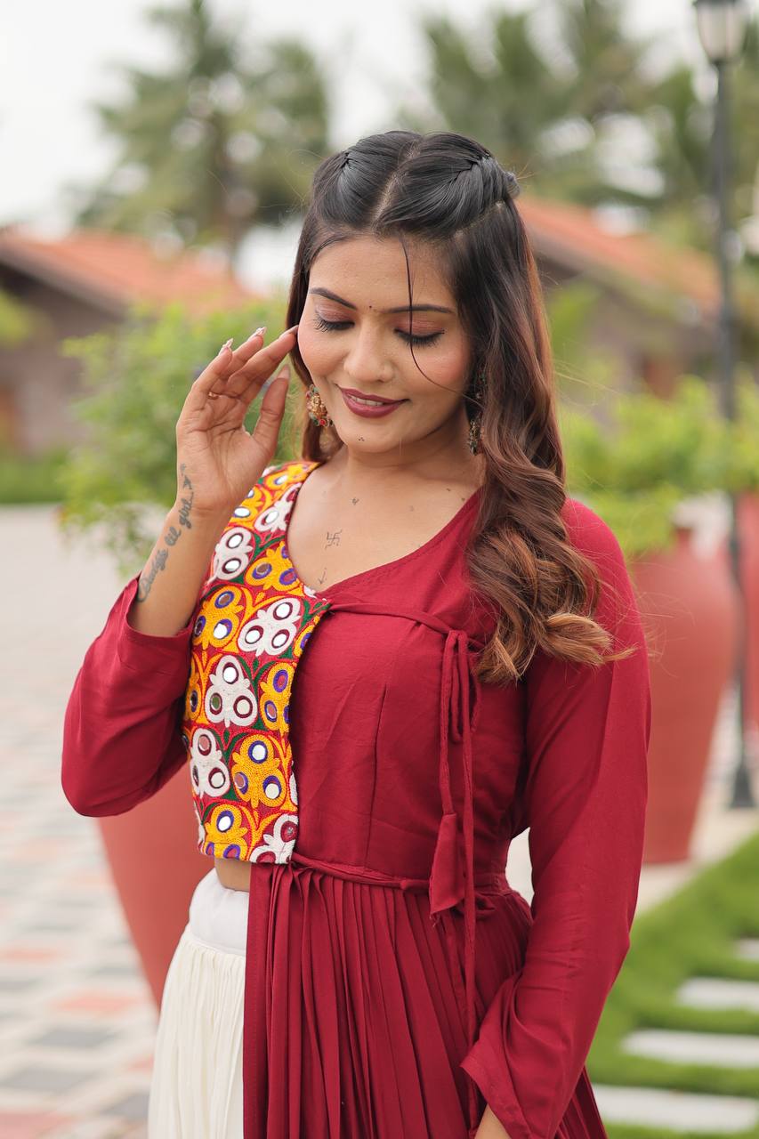 Amaira’s Divine Spin Red & Purple Navratri Lehenga Set